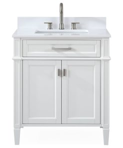 30?Durand Quartz Top White Bathroom Vanity
