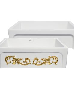 Whitehaus Glencove Kitchen Sink With White And Gold Finish WHSIV3333OR-GOLD