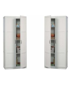 2 Piece Storage Cabinet Set in White