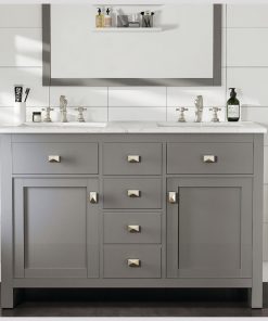 Totti Artemis 44" Gray Transitional Double Sink Bathroom Vanity
