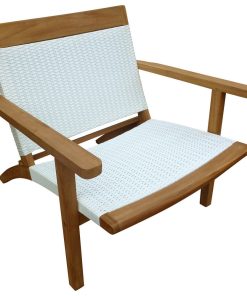Teak Wood Paris Outdoor Patio Lounge and Dining Chair, White