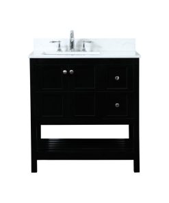 Tucker 32" Single Bathroom Vanity, Black, With Backsplash