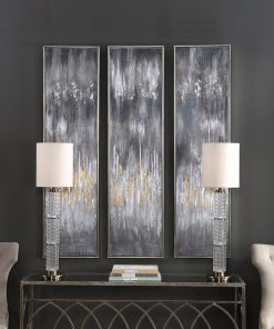Uttermost Gray Showers Hand Painted Canvases, 3-Piece Set