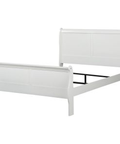Wooden Full Bed with Panel Design Sleigh Headboard and Footboard, White