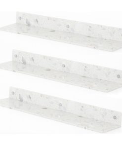 47.25" L Diamante Wall Shelf Set Of 3 White Terrazz