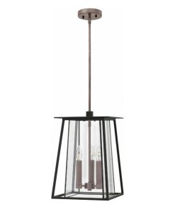 Three Light Outdoor Hanging Lantern in Transitional Craftsman Style - 11.5