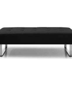 52"x24"x16" Black Faux Leather Bench
