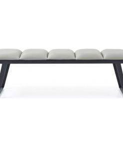 57"x16"x18" Light Gray Faux Leather Bench