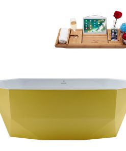 63" Streamline N631WH Freestanding Tub and Tray With Internal Drain