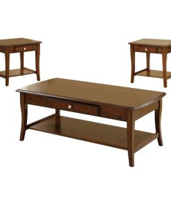 3 Piece Pack of 1 Coffee Table and 2 End Tables With Drawer, Brown
