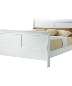 Wood Sleigh Panel Queen Bed, White