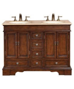 48 Inch Small Brown Double Sink Bathroom Vanity, Choice of Top, Baltic Brown Gra