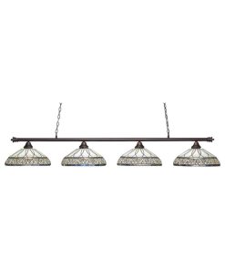 Toltec Lighting 374-BRZ-948 Oxford - Four Light Bronze Billiard