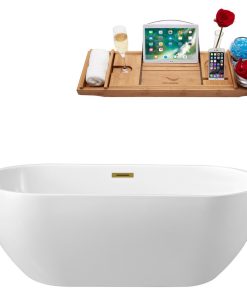 59" Streamline N140BGL Soaking Freestanding Tub and Tray With Internal Drain