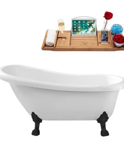 61" Streamline N480BL-IN-BGL Clawfoot Tub and Tray With Internal Drain
