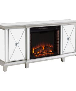 Tintern Electric Fireplace Media Console, Silver