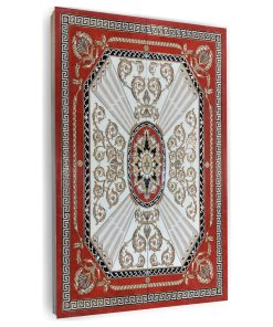 48"x71" Center Piece Porcelain Medallion Ruby Rug style