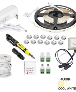 5-Pack 16 ft 120 Lumens/Ft Radiance Touch Dimmer Tape Light Kit, 3000K, 4000 Kel
