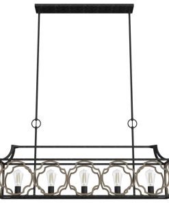 Stone Creek French Oak and Rustic Iron 5 Light Chandelier Ceiling Light Fixture