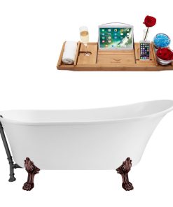 59" Streamline N341ORB-BGM Soaking Clawfoot Tub and Tray With External Drain