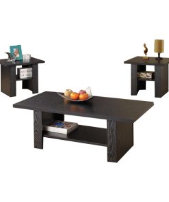 3 Piece Occasional Table Set, Black Oak