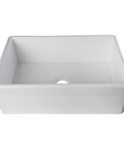 White 30" Decorative Lip Single Bowl Fireclay Farmhouse Kitchen Sink