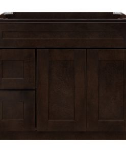 36" Vanity Sink Base Cabinet With Left Drawers Espresso Shaker by LessCare