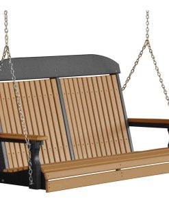4' High Back Poly Porch Swing, Cedar/Black