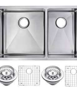 33" X 20" Small Radius 60/40 Double Bowl Stainless Steel Undermount Kitchen Sink