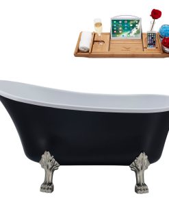 63" Streamline N366BNK-IN-BGL Clawfoot Tub and Tray With Internal Drain