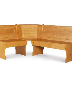Traditional L-Shaped Bench, Large Design With Inner Storage, Honey Pine Finish