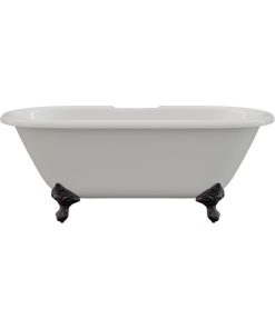 60" Cast Iron Double Ended Tub, 7" Faucet Hole Drillings, Oil Rubbed Bronze Feet
