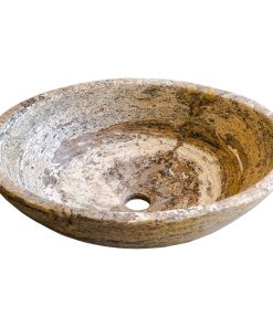 Valencia Travertine Natural Stone Oval Vessel Sink Honed, (W)16" (L)21" (H)6"