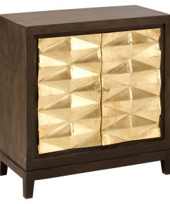36" Slim Gold Doors Accent Cabinet Brass Doors Handmade Pattern