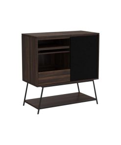 Transitional Storage Cabinet, Drawer & Door With Adjustable Shelf, Dark Walnut