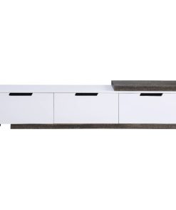 TV Stand, White High Gloss and Rustic Oak