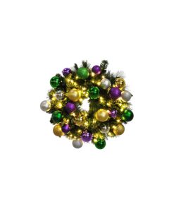 5' Sequoia Wreath Decorated With The Mardi Gras Ornament