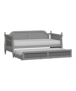 Hillsdale Furniture Melanie Wood and Cane Twin Daybed with Trundle French Gray