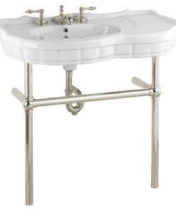 White Console Sink Southern Belle with Satin Nickel Bistro Legs