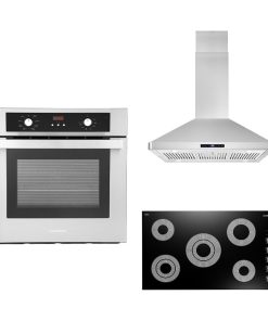 3-Piece, 36" Electric Cooktop 36" Island Range Hood 24" Electric Wall Oven