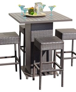 TK Classics Napa 5 Piece Backless Wicker Patio Pub Set in Espresso