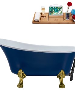 55" Streamline N369BGL-BL Clawfoot Tub and Tray With External Drain