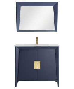 30" Larvotto Navy Blue Modern Bath Vanity, No Matching Mirror