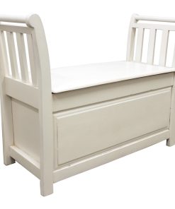 Winged Storage Bench, White