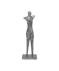 31" T Sculpture Abstract Female On Stand Black Silver Aluminum Metal Modern
