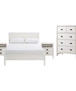 Windsor4-Piece Bedroom Set With Panel, Driftwood White, Full
