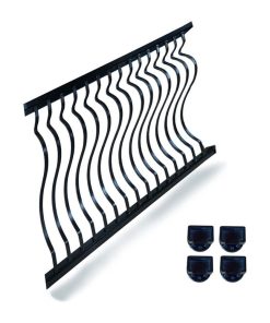 6'x36" Hammered Black Aluminum Stair Railing Kit, Curved Balusters