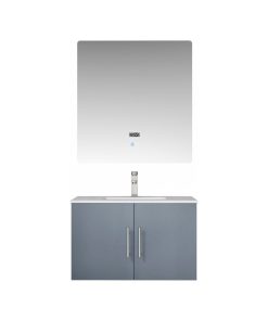 30" Single Sink Bathroom Vanity, Wall Mount, Gray, No Top, No Sink