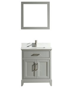Vanity Art Vanity Set With White Stone Top, 30", Gray, Standard Mirror