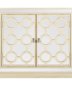 Chloe 2 Door Chest Antique Beige/ Nickel Mirror